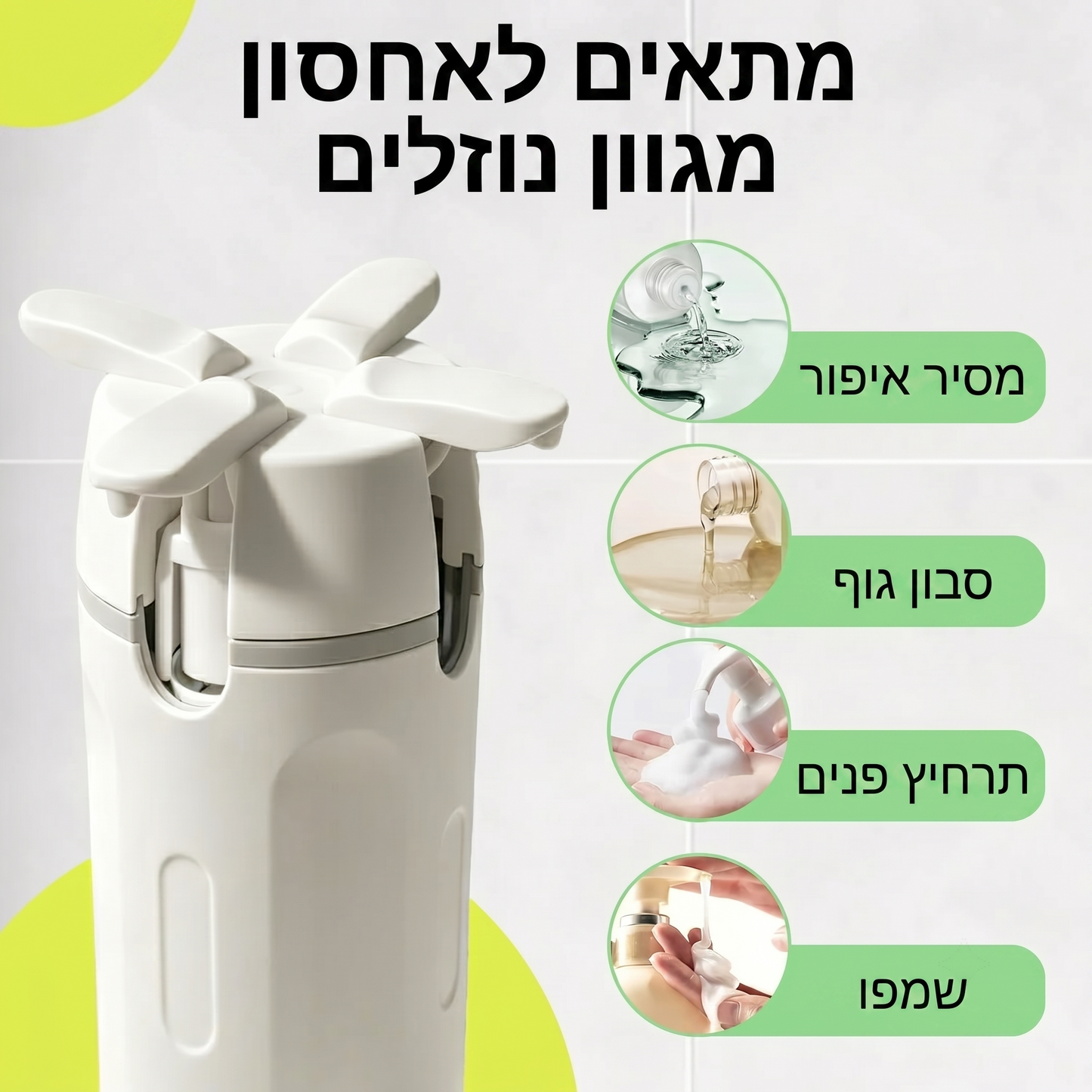 triply™ - הבקבוק החכם לסדר בקבוקי הטיפוח